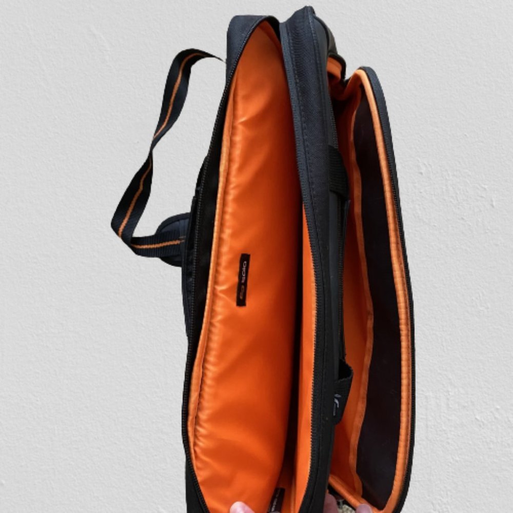 Solo New York Ace Slim 15.6" Laptop Briefcase, Black/Orange Polyester - Picture 3 of 5